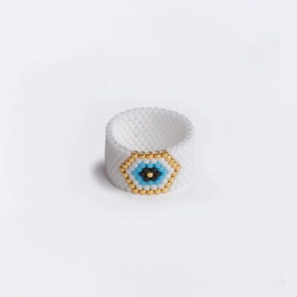 Evil Eye belo zlatni prsten