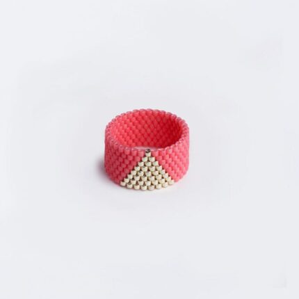 prsten Triangle roze-srebrni