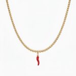 Classic Charm crvena papričica stainless steel mini ogrlica 14k zlatna