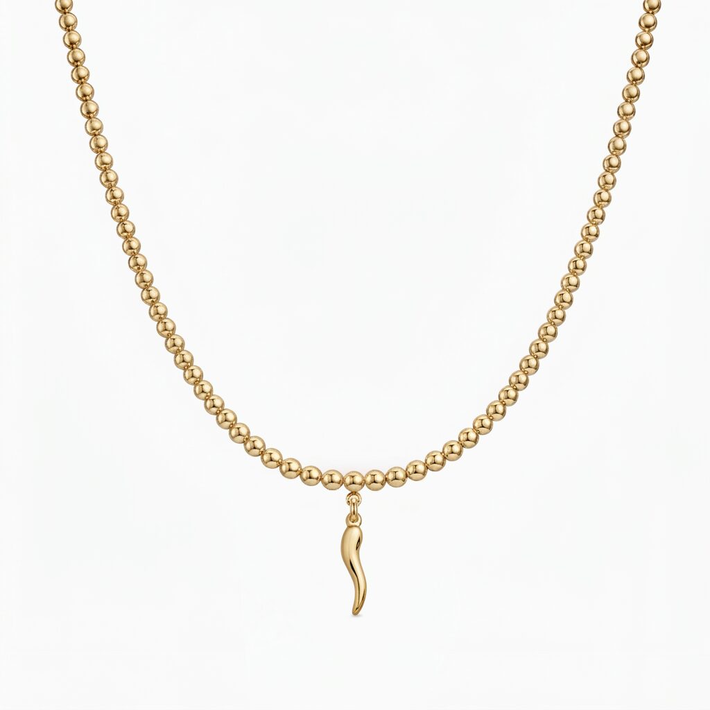 Charm-perle-papricica-zlatna Classic Charm stainless steel mini ogrlica 14k zlatna - Slika 1