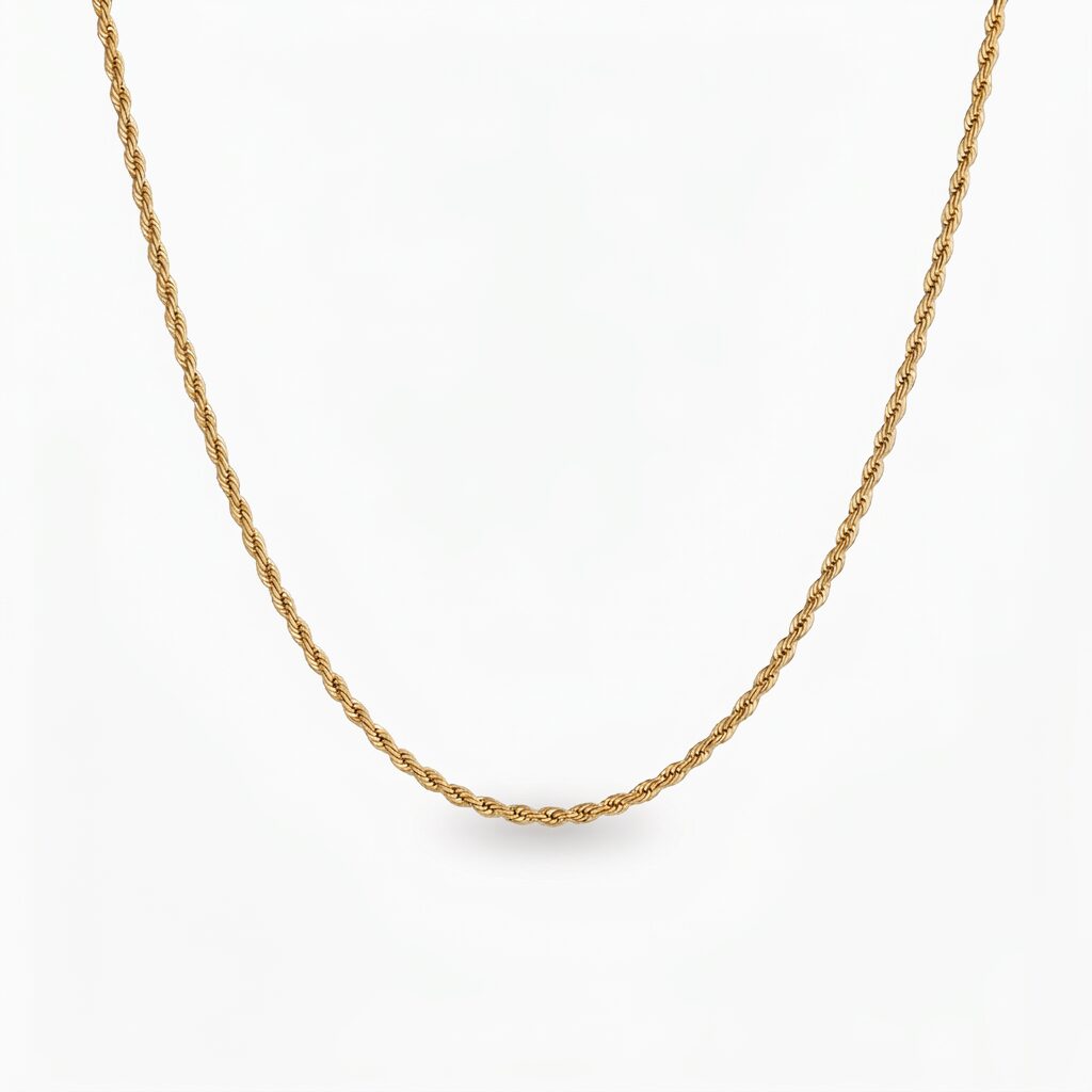 Rope chain ogrlica stainless steel 14k pozlata Rope chain ogrlica stainless steel 14k pozlata - Slika 1