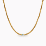 Crystal tirkiz stainless steel mini ogrlica 14k zlatna