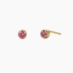 Birthstone minđuše 14k pozlata roze cirkon