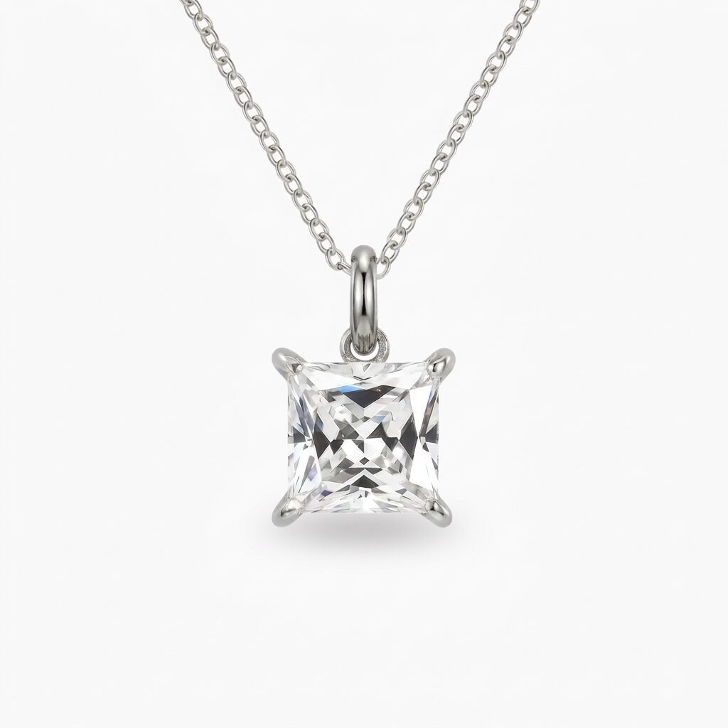 princess cut srebrna CHARM cirkon princess cut stainless steel - Slika 1